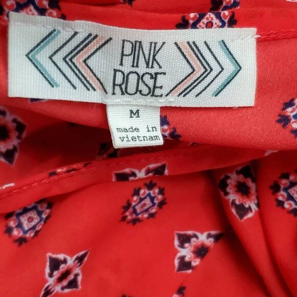 Pink Rose Medium Red Floral Top - Picture 4 of 6